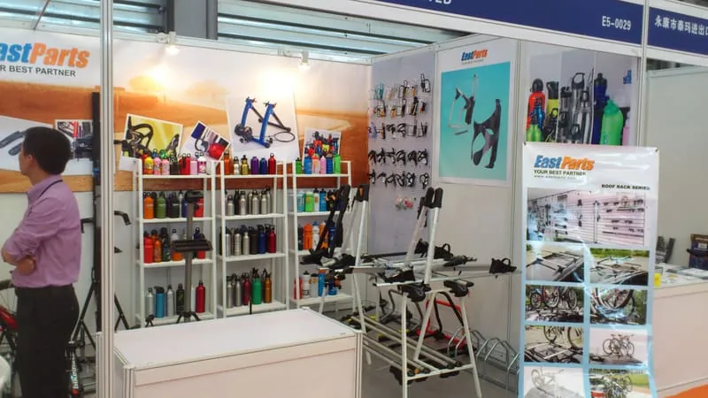 Water bottles and bike carriers display at China Cycle 2012, Shanghai