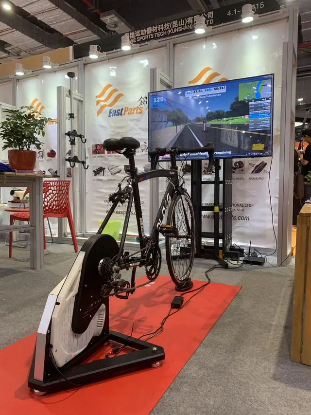 Smart trainer with virtual riding app demo at China Cycle 2019, Shanghai