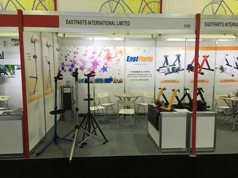 EASTPARTS booth 31253 with trainer lineup at Interbike 2015, Las Vegas